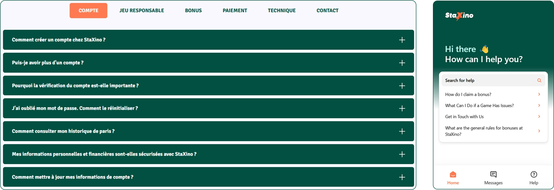 Contacts d’assistance Staxino Casino – service client disponible