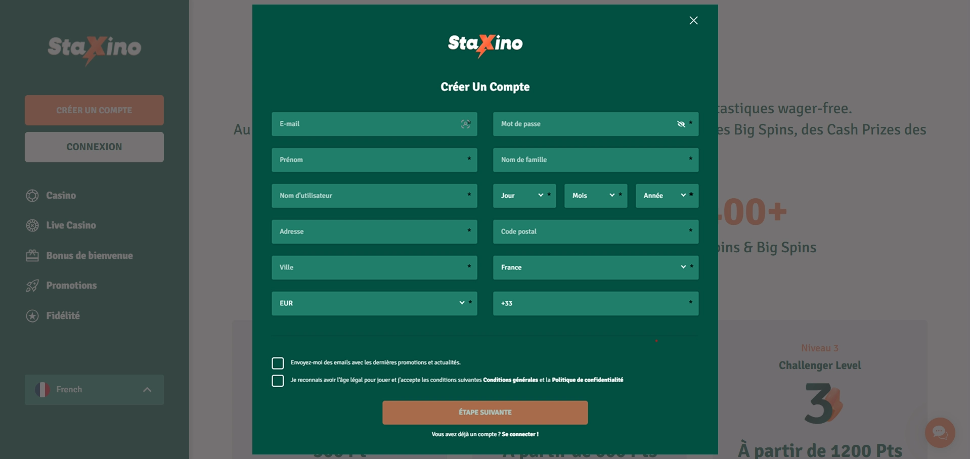 Fonctionnalités d'inscription sur Staxino Casino – guide pour commencer