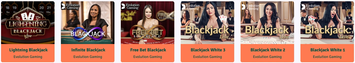 Lobby principal des jeux live sur Staxino Casino